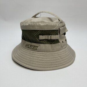 Y2K Ganka Gear Tech Sun Bucket Hat Beige / Green Sz M* Fishing / Outdoor